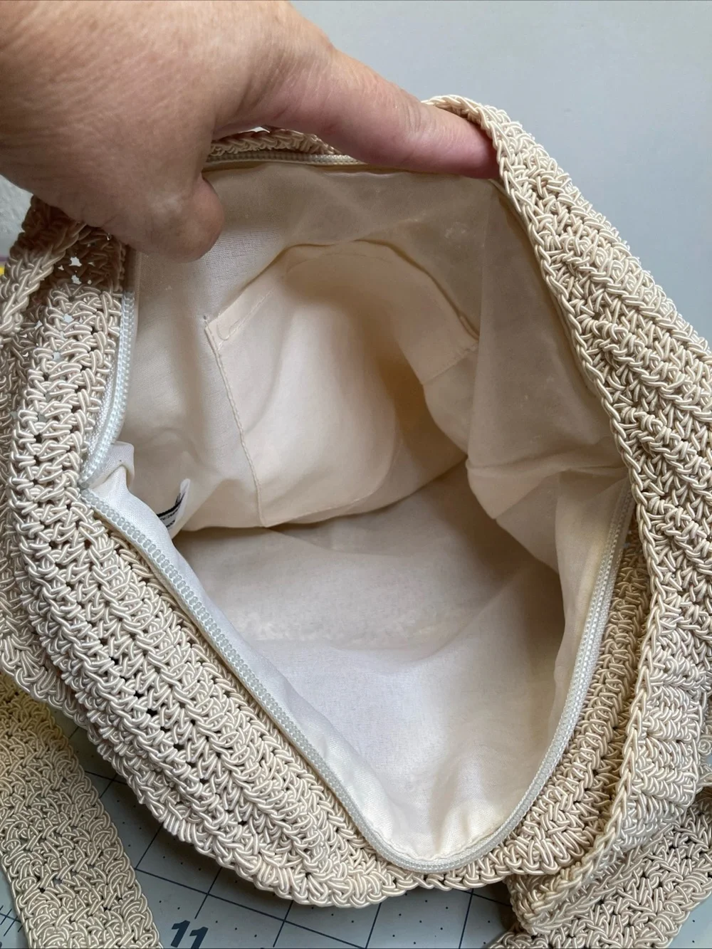 Boho Cream Crochet Shoulder Hobo Crossbody Bag Festival Hippie NWOT